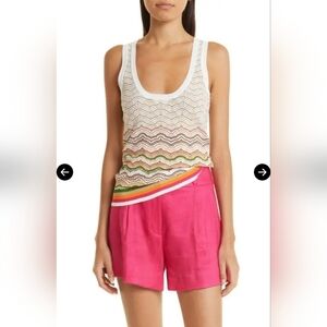 Veronica Beard Nabella Stripe Pointelle Sweater Tan